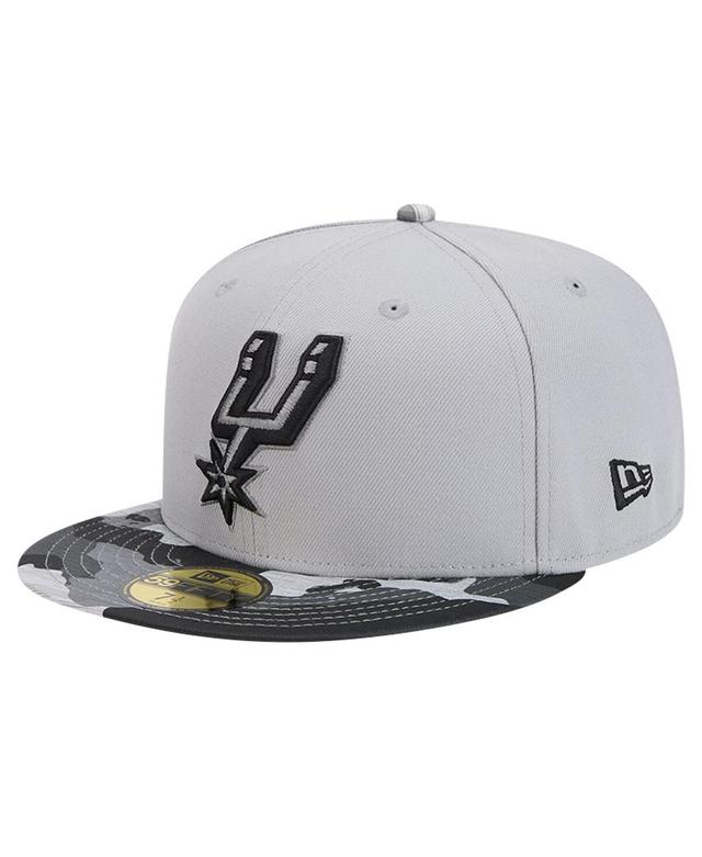 Mens New Era Gray San Antonio Spurs Active Color Camo Visor 59FIFTY Fitted Hat Product Image