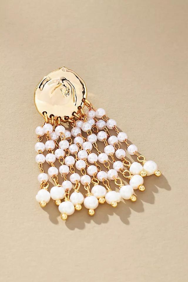 Molten Metal Pearl Fringe Drop Earrings Product Image