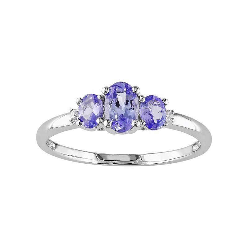 Stella Grace Tanzanite & Diamond Accent 10k White Gold 3-Stone Ring, Womens Purple Product Image