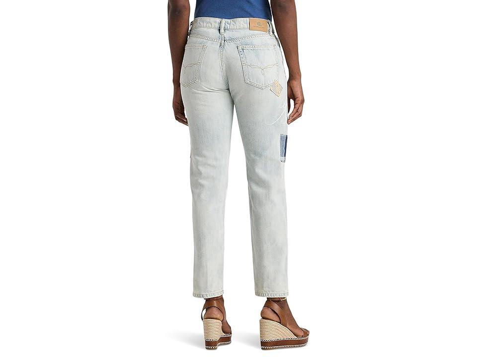 Lauren Ralph Lauren Petite Patchwork Relaxed Tapered Ankle Jean (Belleville Wash) Women's Jeans Product Image