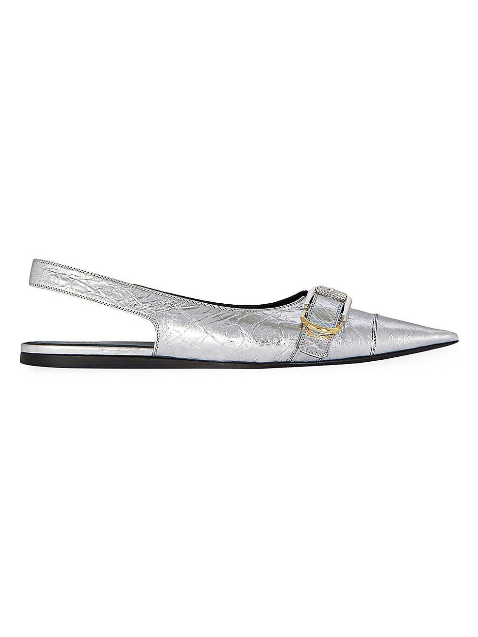 Womens Voyou Flat Slingbacks in Laminated Leather Product Image