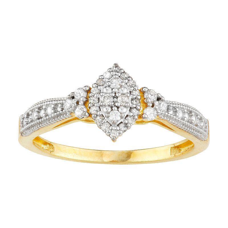 Tiara 10k Gold 1/5 Carat TW Diamond Marquise Ring, Womens Product Image