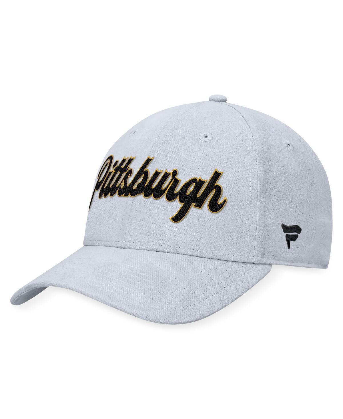 Mens Fanatics Gray Distressed Pittsburgh Penguins Heritage Vintage-Like Suede Adjustable Hat Product Image