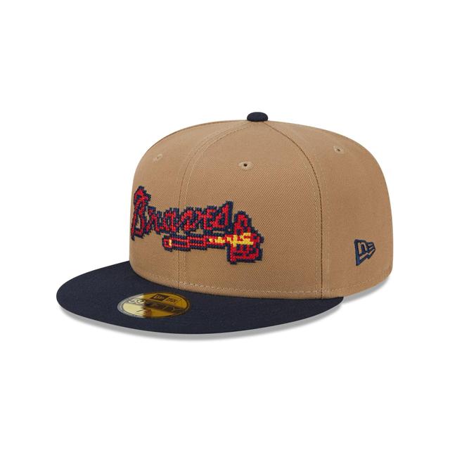 Atlanta Braves Classic 8-Bit Wordmark 59FIFTY Fitted Hat Male Product Image