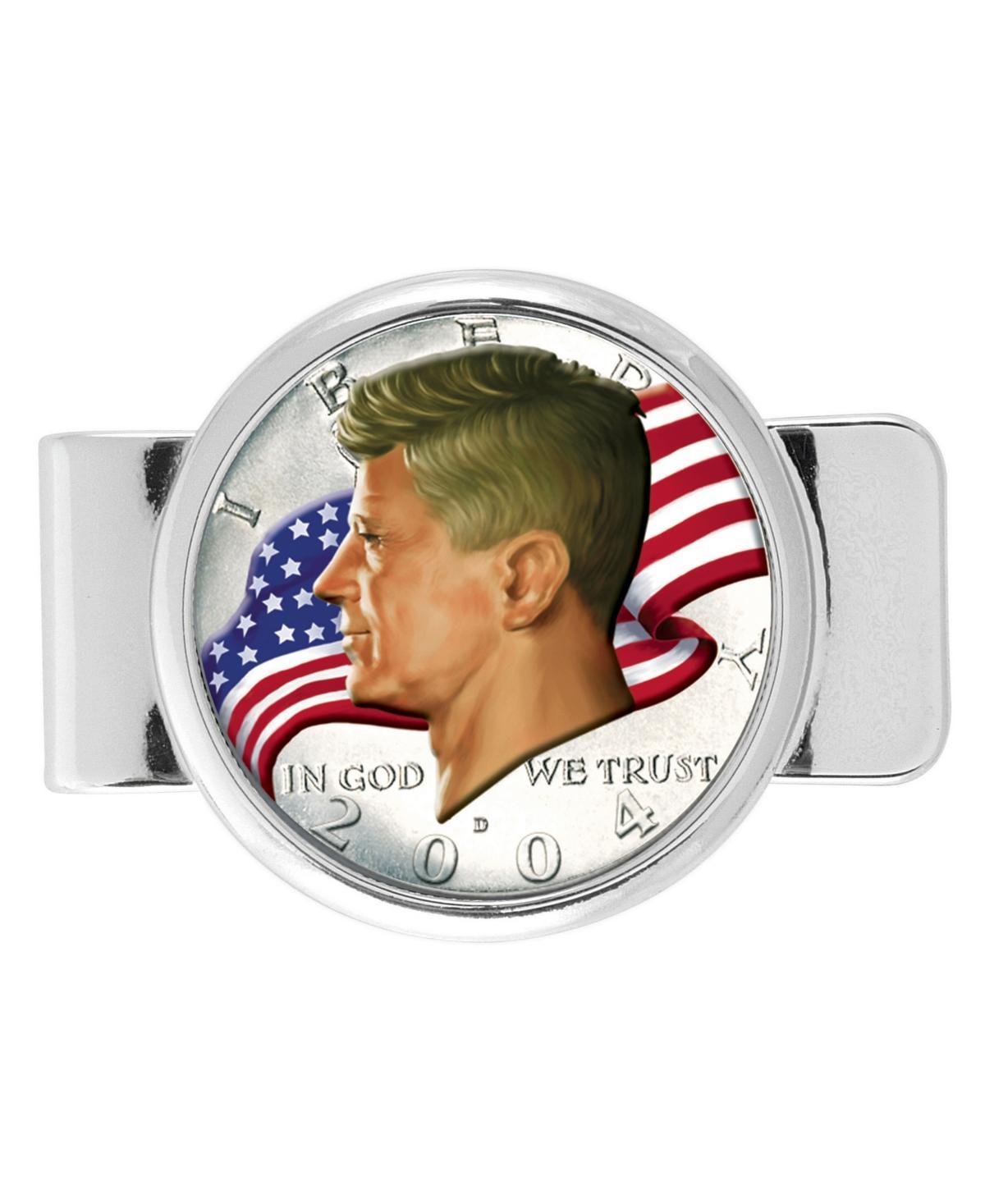 Mens American Coin Treasures Jfk Half Dollar Colorized American Flag Coin Money Clip Product Image