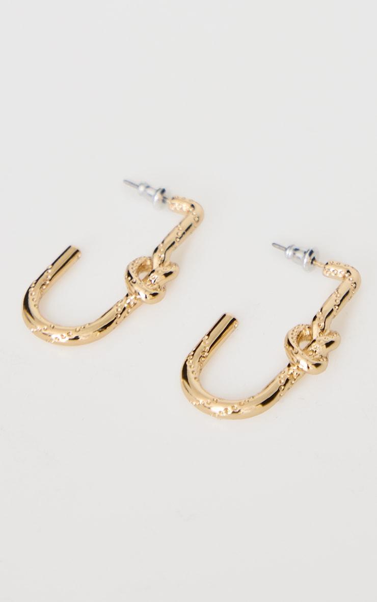 Gold Knot Detail Hoop Earrings Product Image