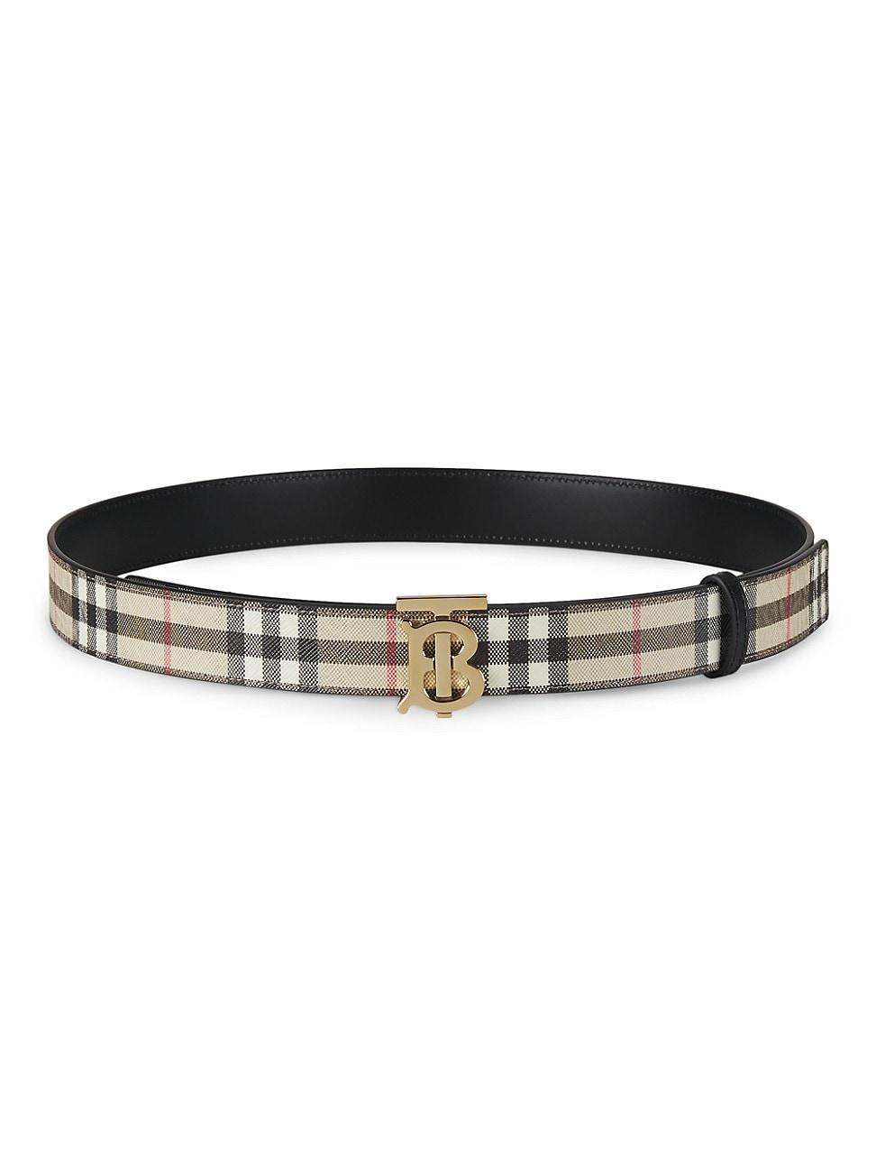 Womens Reversible TB Check Coated Canvas Belt Product Image