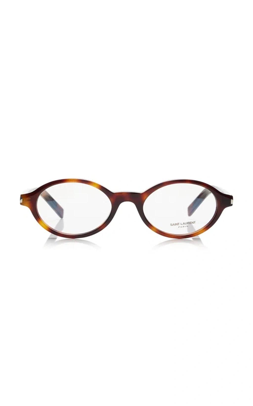 SAINT LAURENT Jeanne Oval-framed Acetate Glasses In Brown Product Image