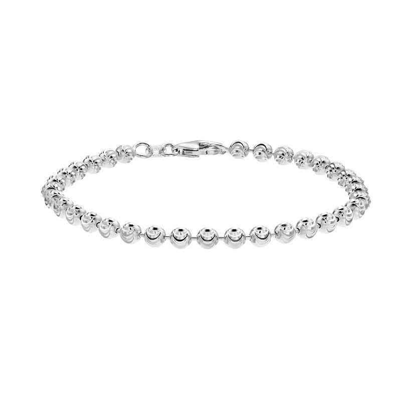 Sterling Silver Moon Cut Beaded Bracelet, Womens Product Image