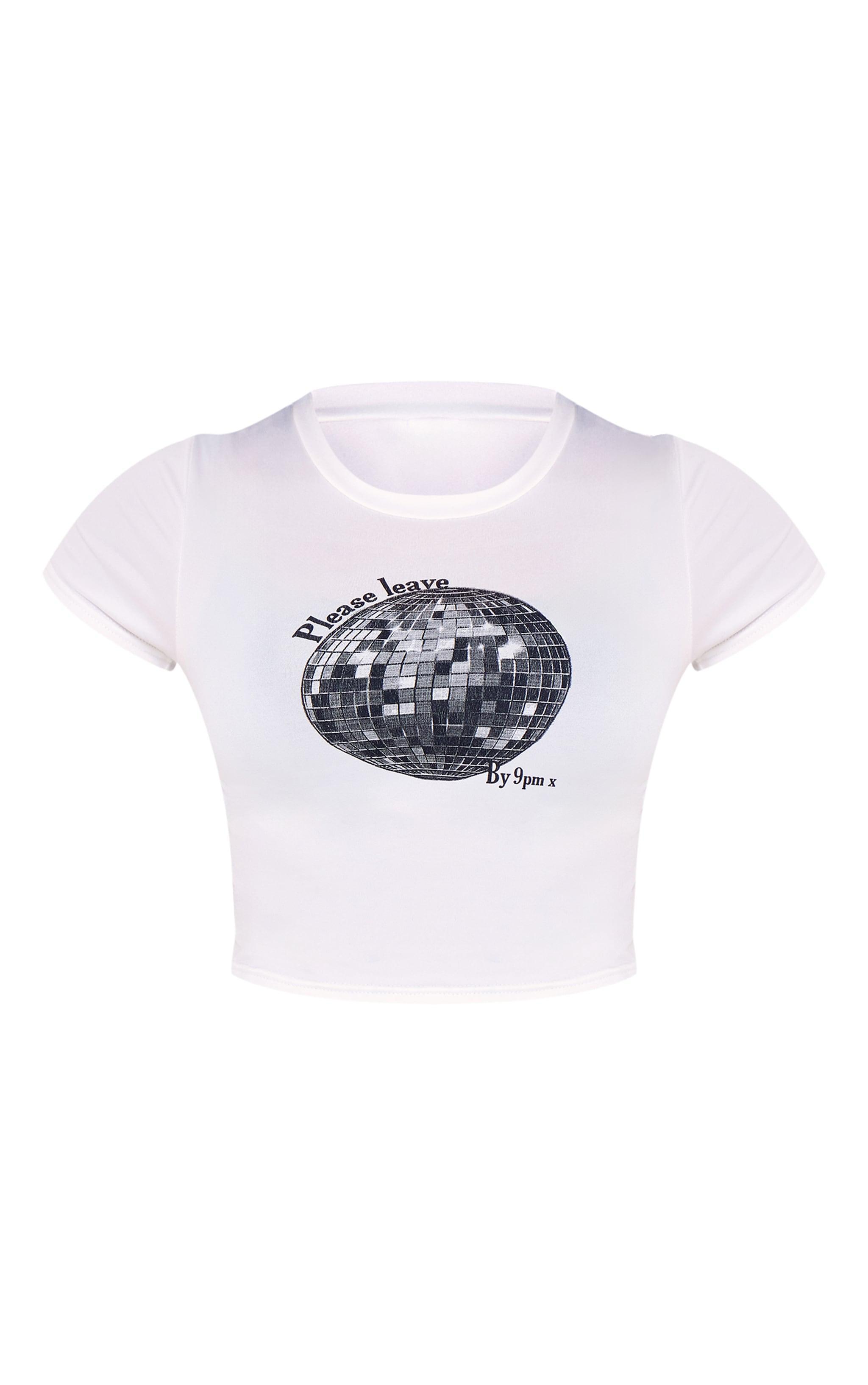 White Disco Ball Fitted T Shirt Product Image