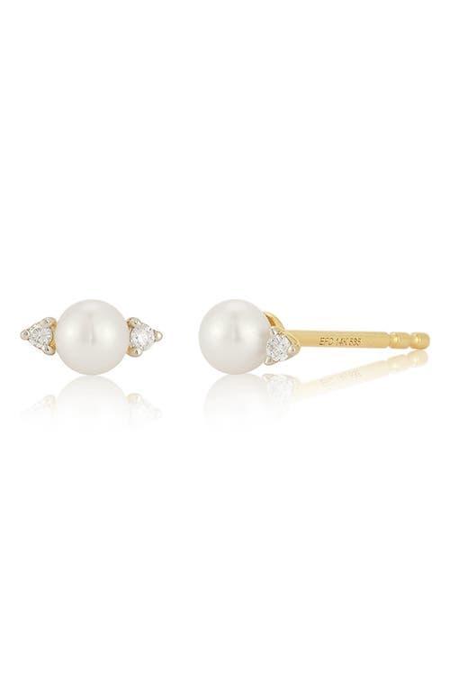 EF Collection Freshwater Pearl & Diamond Stud Earrings Product Image