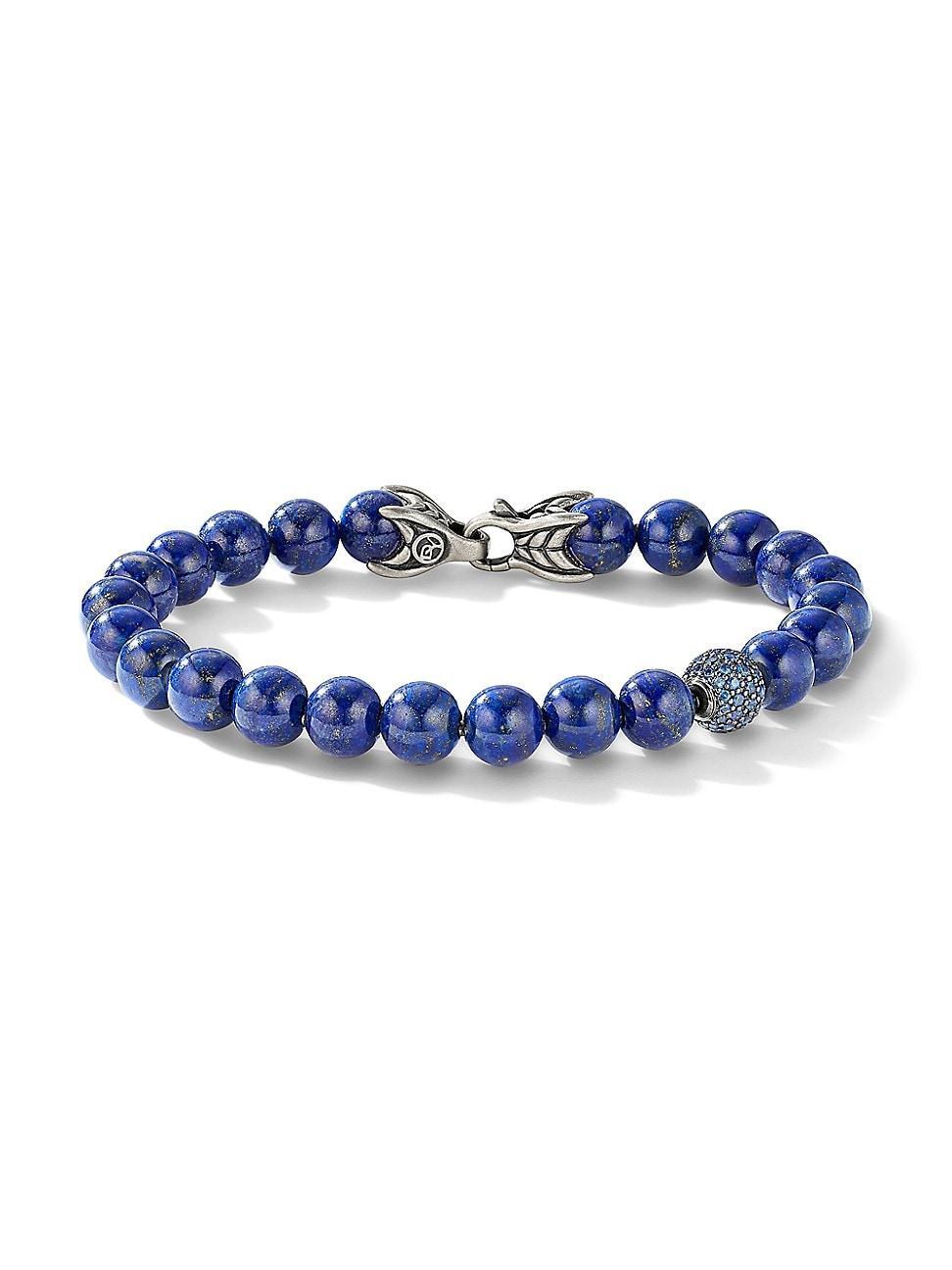 Mens Spiritual Beads Bracelet in Sterling Silver Product Image