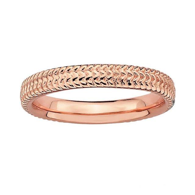 Stacks & Stones 18k Rose Gold Over Silver Textured Stack Ring, Womens Pink Product Image