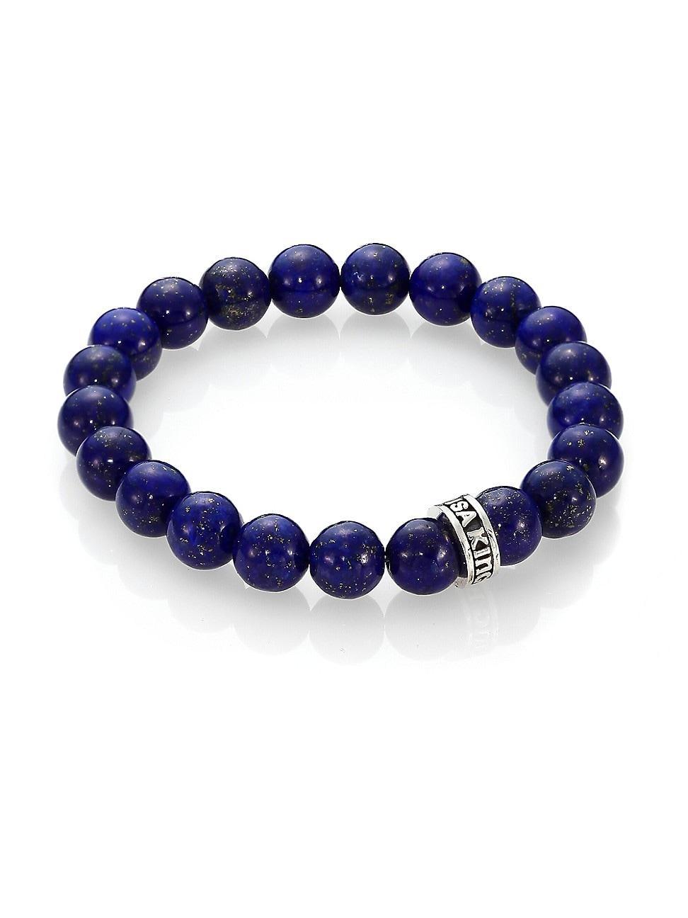 Mens Lapis Beaded Bracelet Product Image