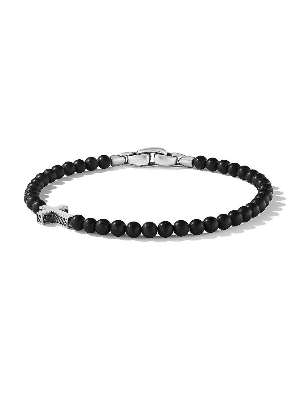 Mens Spiritual Beads Cross Station Bracelet Product Image