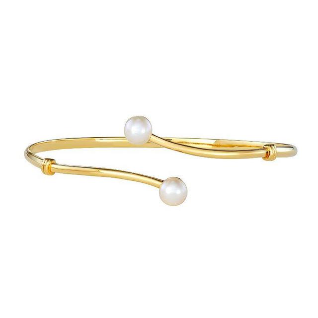 18k Gold Over Silver Freshwater Cultured Pearl Bypass Bracelet, Womens Sterling Product Image