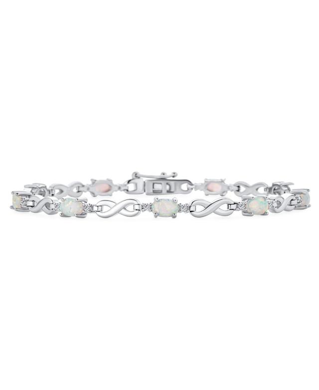 Bling Jewelry White Synthetic Opal Cz Accent Infinity Tennis Bracelet For Women Sterling Silver 7.5 Inches Product Image