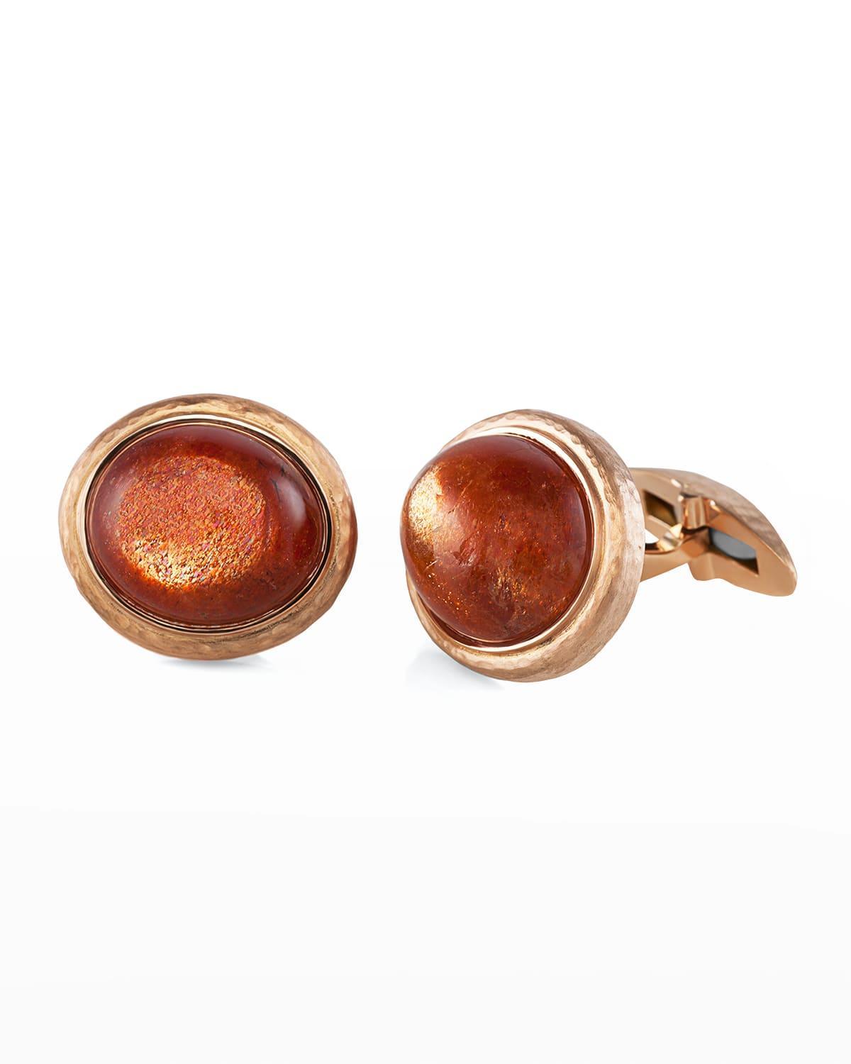 Mens 18K Rose Gold Sunstone Cufflinks Product Image