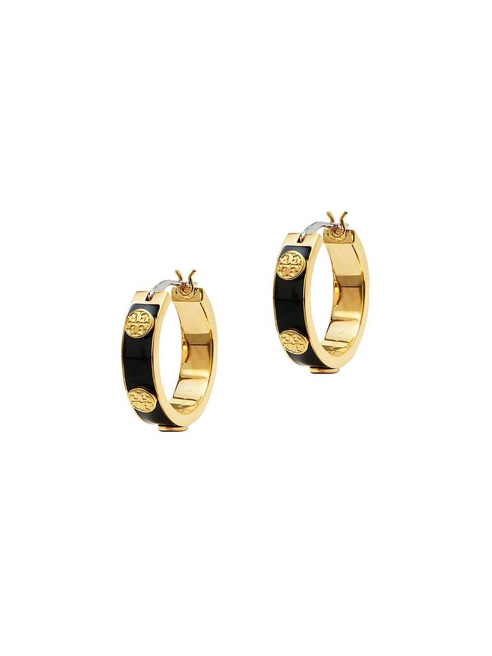 Womens Miller Goldtone & Enamel Logo Hoop Earrings Product Image