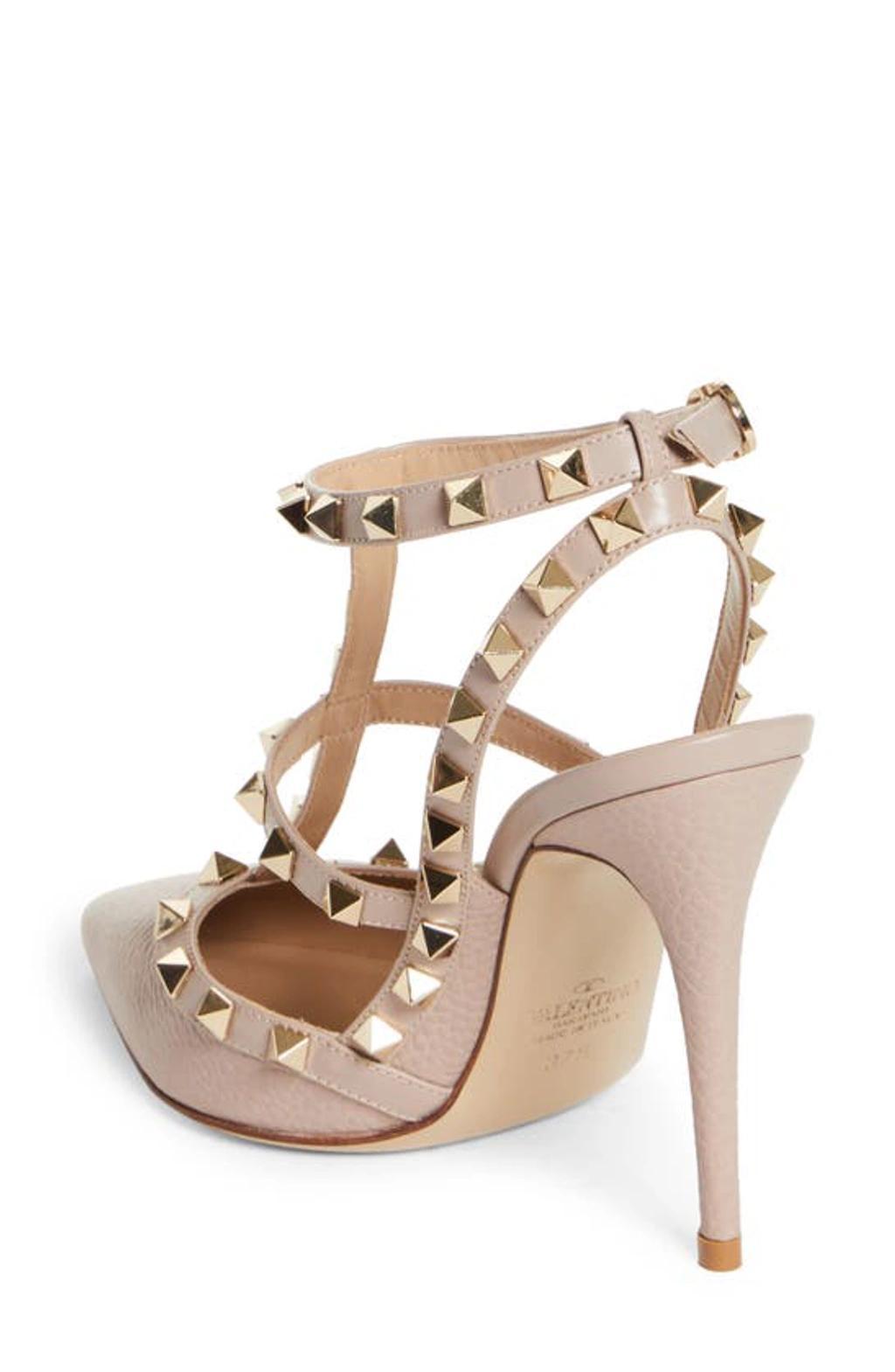 VALENTINO GARAVANI Rockstud Ankle Strap Pump In Beige Product Image