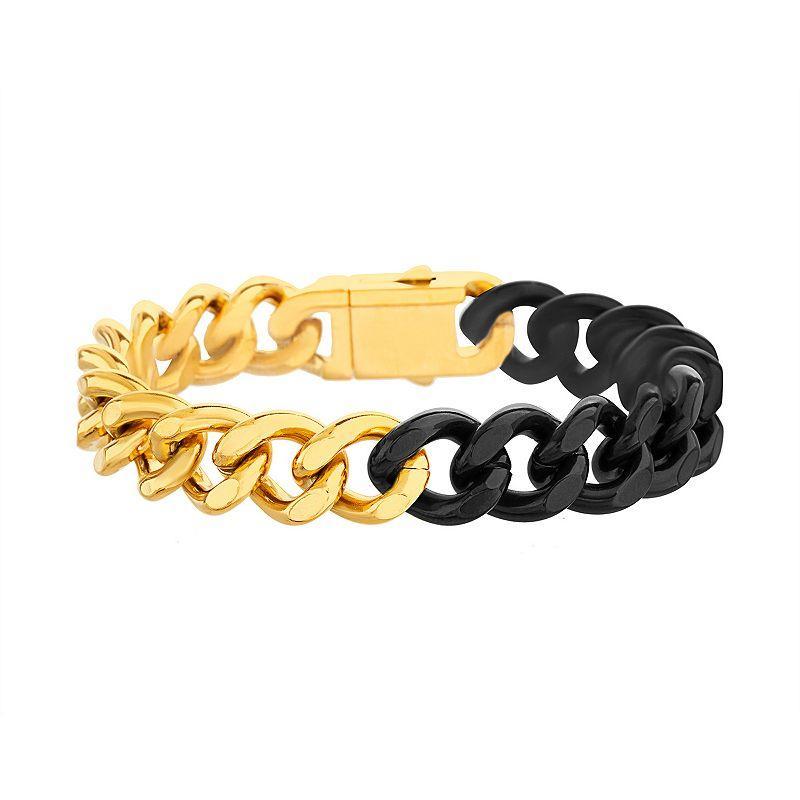 1913 Mens Stainless Steel Two Tone Curb Chain Bracelet Product Image