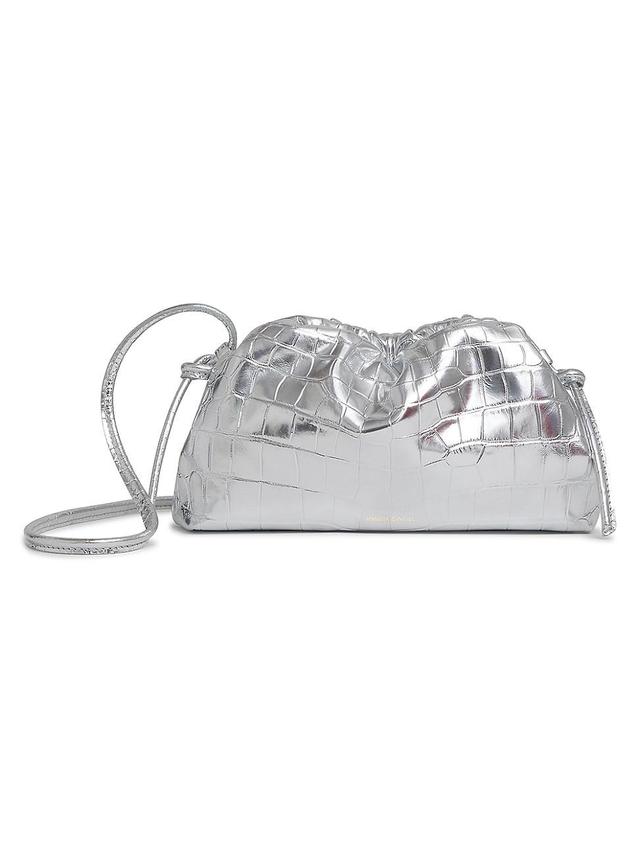 Mansur Gavriel Mini Cloud Metallic Croc Embossed Leather Clutch Product Image