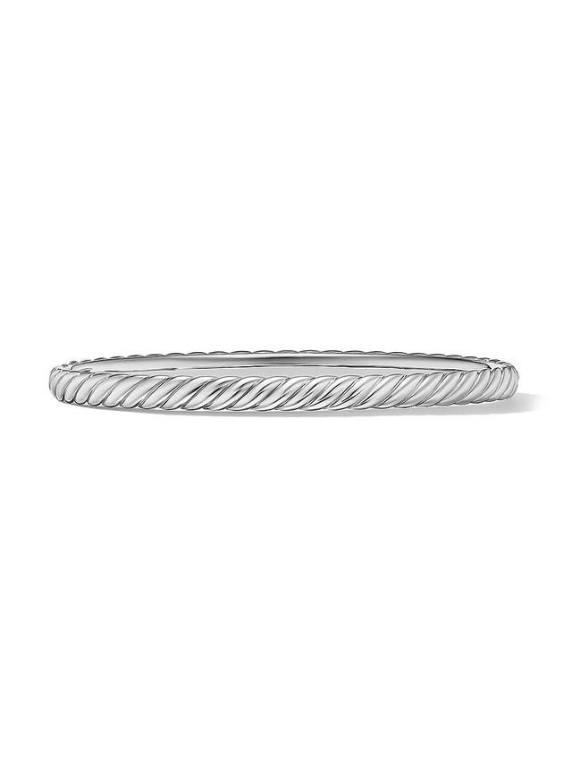 Womens Sculpted Cable Bangle Bracelet in 18K White Gold Product Image