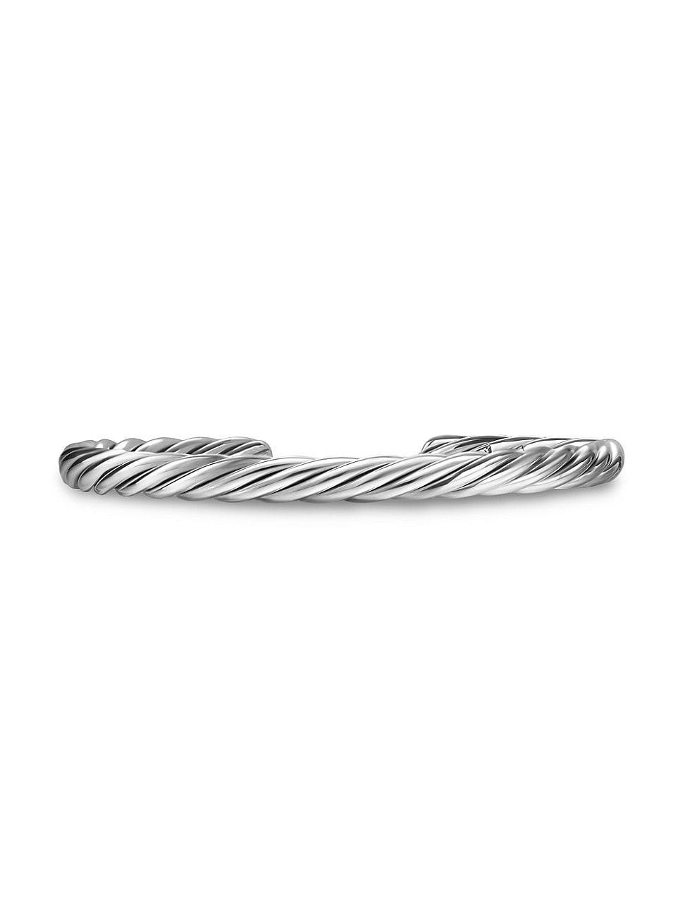 Mens Cable Cuff Bracelet in Sterling Silver, 6MM Product Image