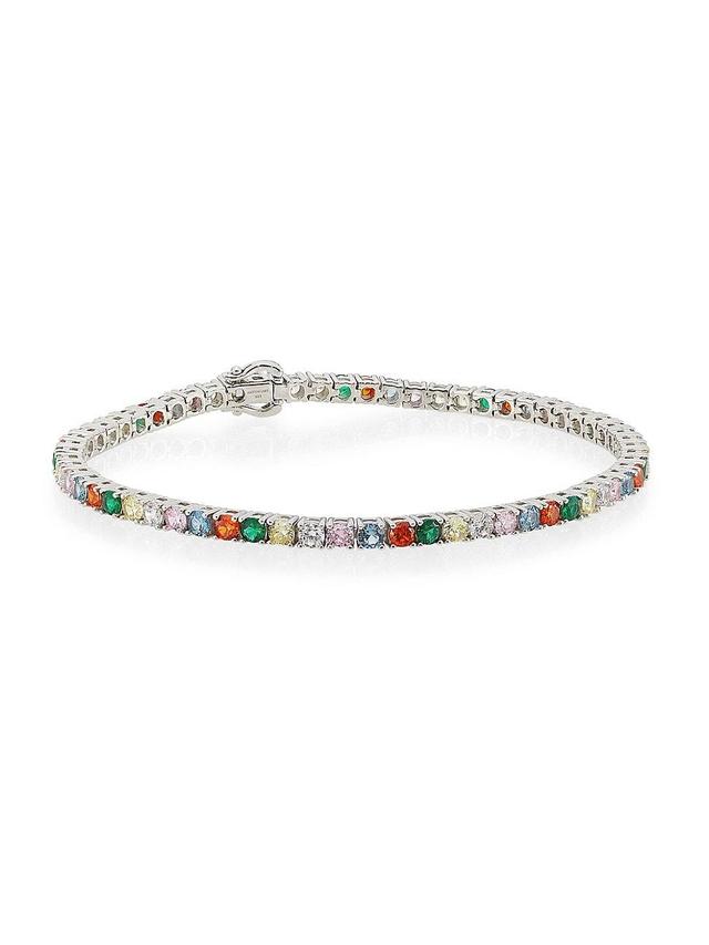 Mens Multi Sterling Silver & Cubic Zirconia Tennis Bracelet Product Image