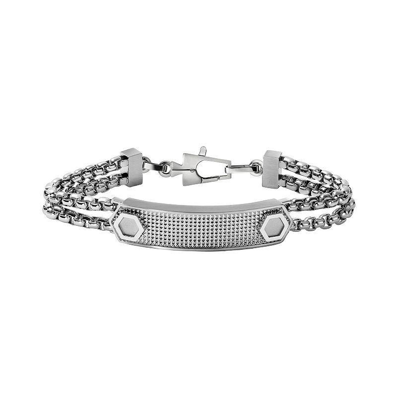 Bulova Mens Precisionist Stainless Steel ID Link Bracelet Silver Product Image