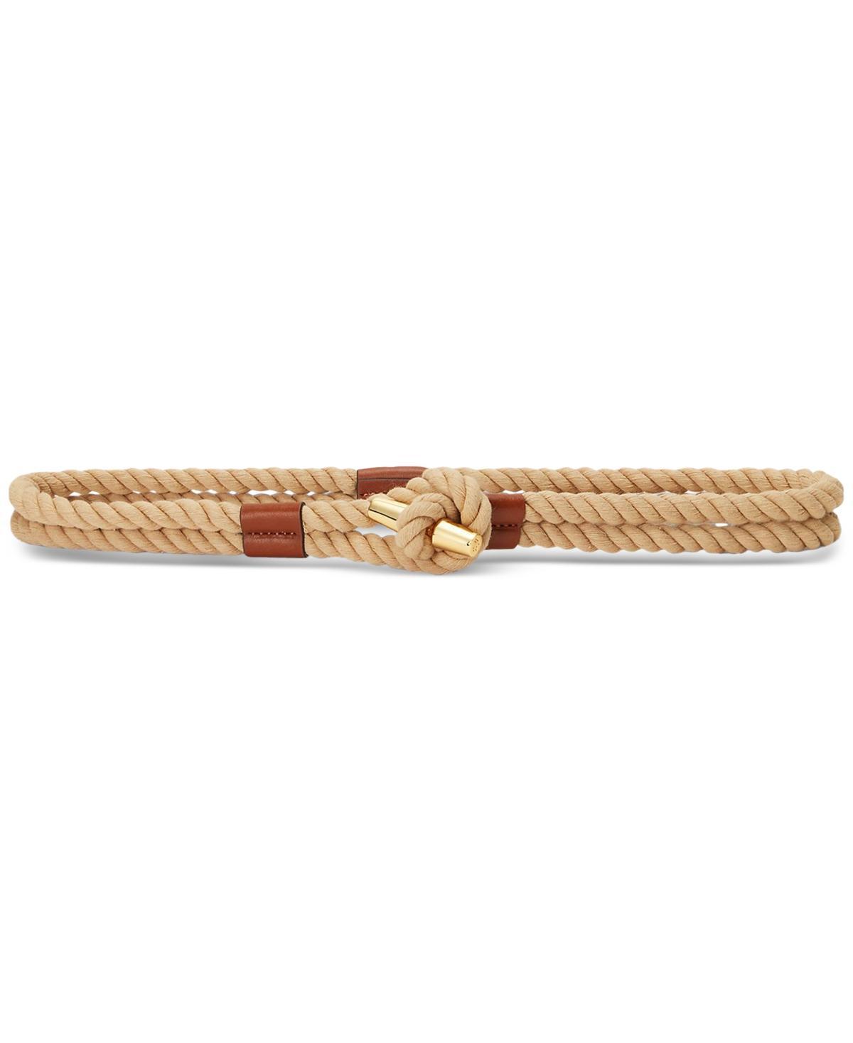 Lauren Ralph Lauren Womens Leather-Trim Rope Toggle Skinny Belt - Natural Product Image