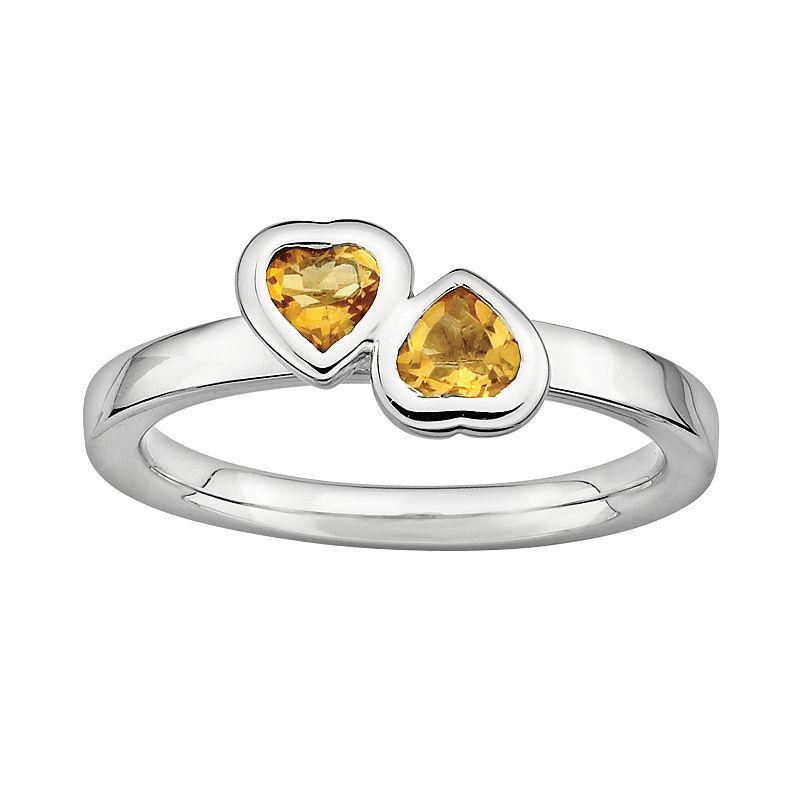 Stacks & Stones Sterling Silver Citrine Heart Stack Ring, Womens Orange Product Image