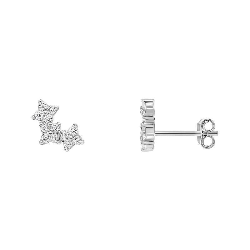 PRIMROSE Sterling Silver Cubic Zirconia Crawler Stud Earrings, Womens, White Product Image