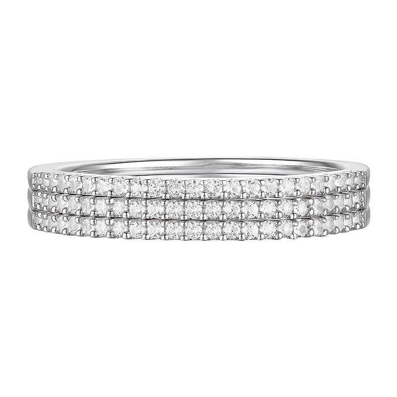 Sterling Silver 1/3 Carat T.W. Diamond Stack Ring Set, Womens White Product Image