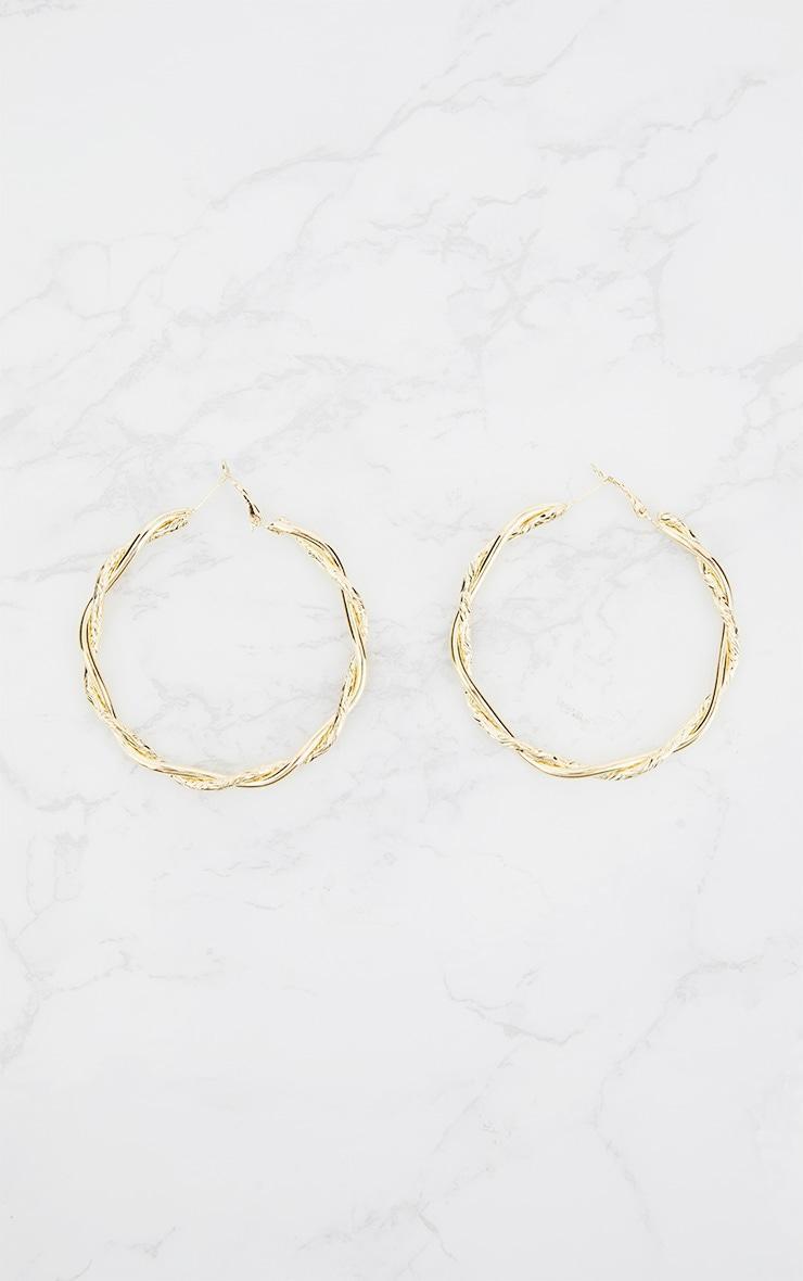 Gold Twisted Hoop Earrings Product Image