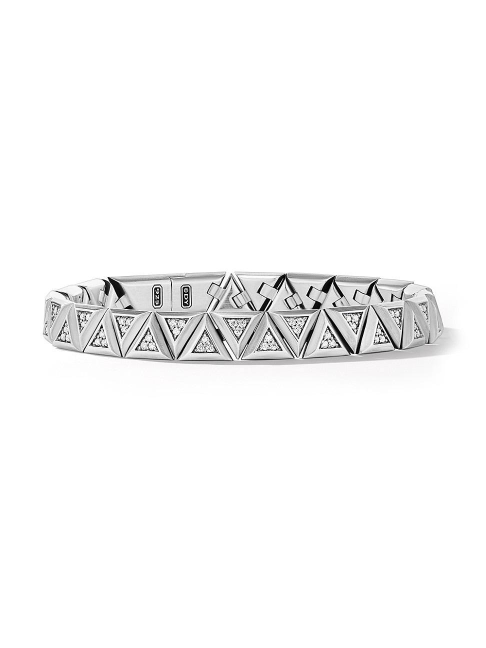 Mens Faceted Link Triangle Bracelet in Sterling Silver Product Image