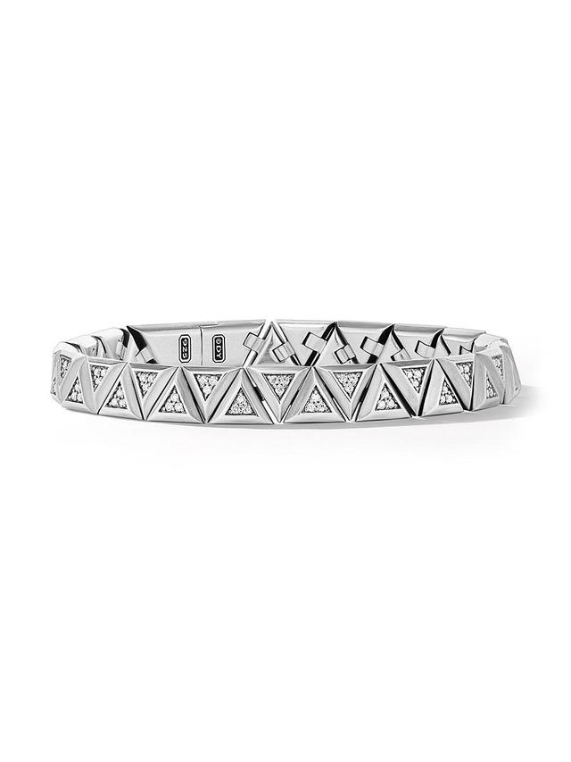 Mens Faceted Link Triangle Bracelet in Sterling Silver Product Image