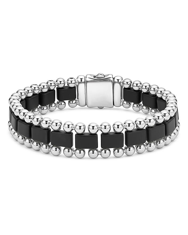 Lagos Mens Stainless Steel Anthem Black Ceramic Bead Bracelet - 100% Exclusive Product Image