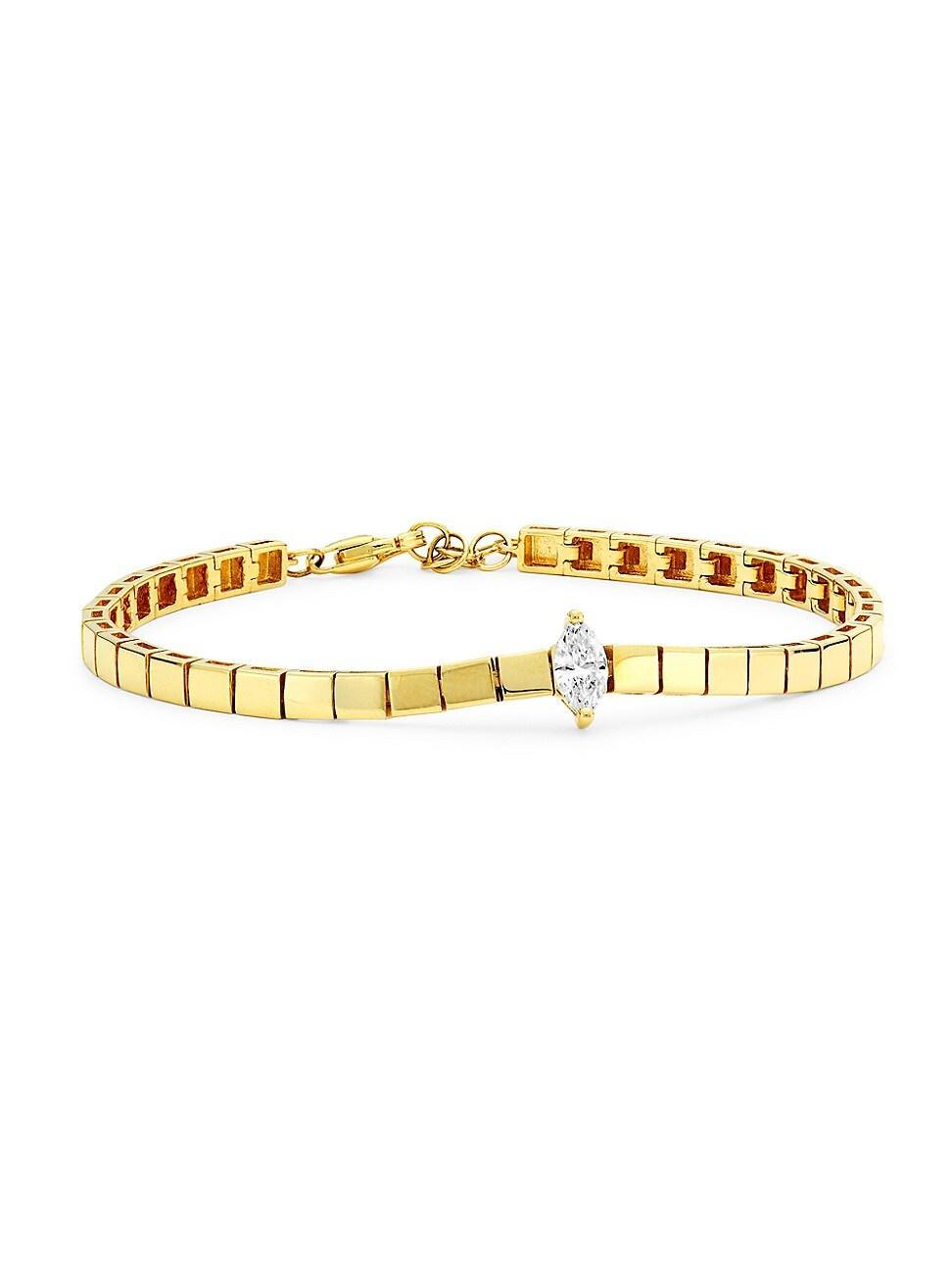 Womens 14K Yellow Gold & 0.328 TCW Diamond Tile Bracelet Product Image