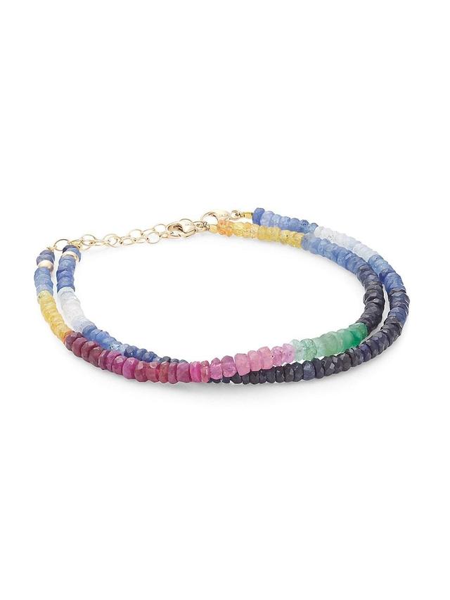 Womens Arizona 14K Yellow Gold, Rainbow Sapphire & Ombre Blue Sapphire 2-Piece Bracelet Set Product Image