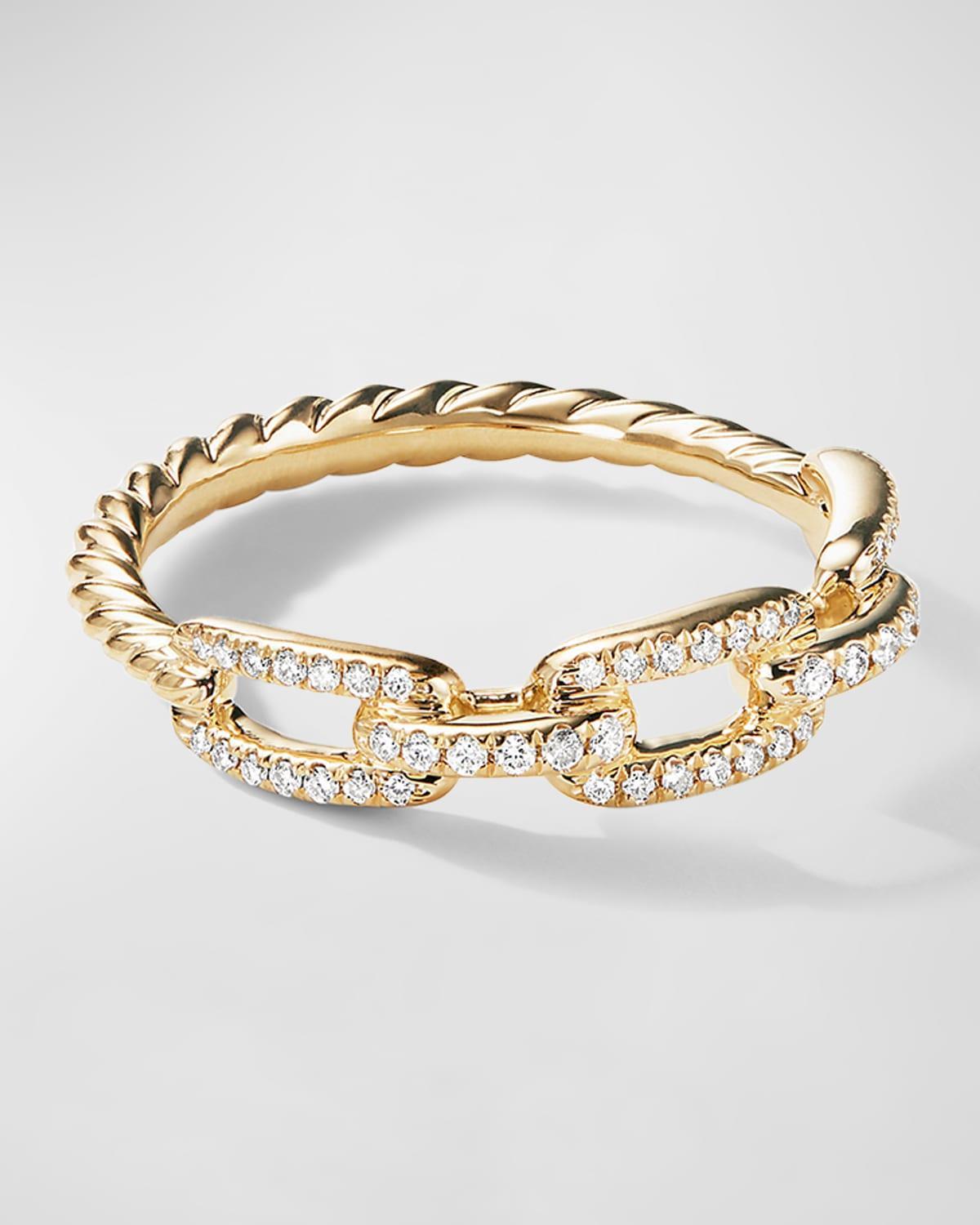 Womens Stax Chain Link Ring in 18K Yellow Gold with Pav Diamonds Product Image