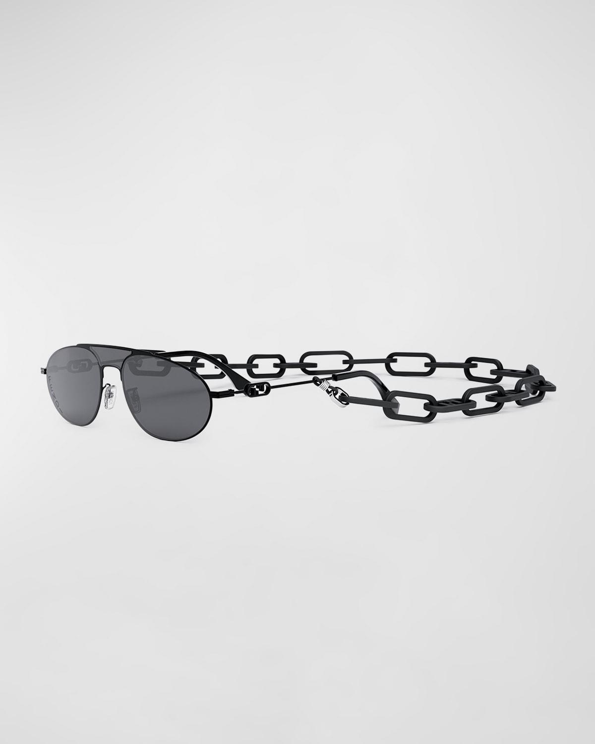 Mens Double-Bridge Metal Oval Sunglasses Product Image