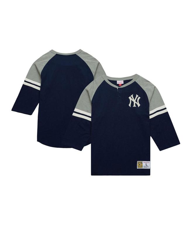 Mitchell & Ness Mens Navy New York Yankees Cooperstown Collection Legendary Raglan Slub Henley 3/4-Sleeve T-Shirt Product Image