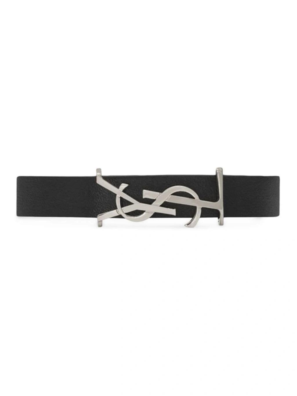 Opyum Monogram Leather Bracelet In Nero Product Image