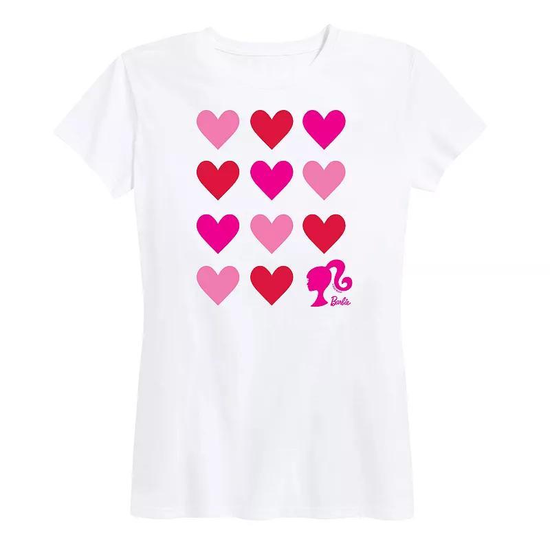 Womens Barbie Heart Grid Graphic Tee Product Image