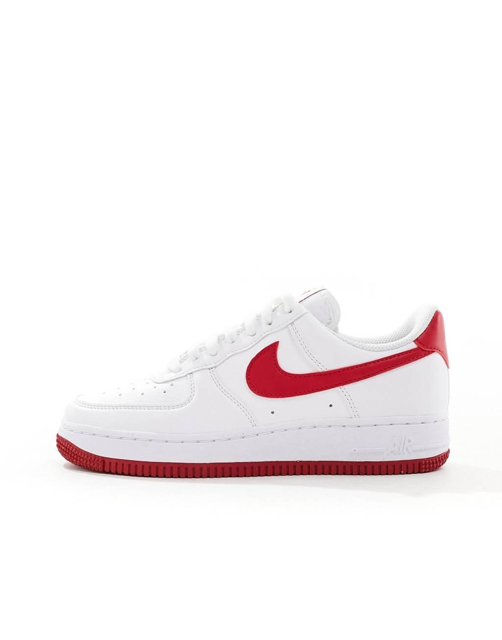 Nike Air Force 1 sneakers in white and red  Product Image