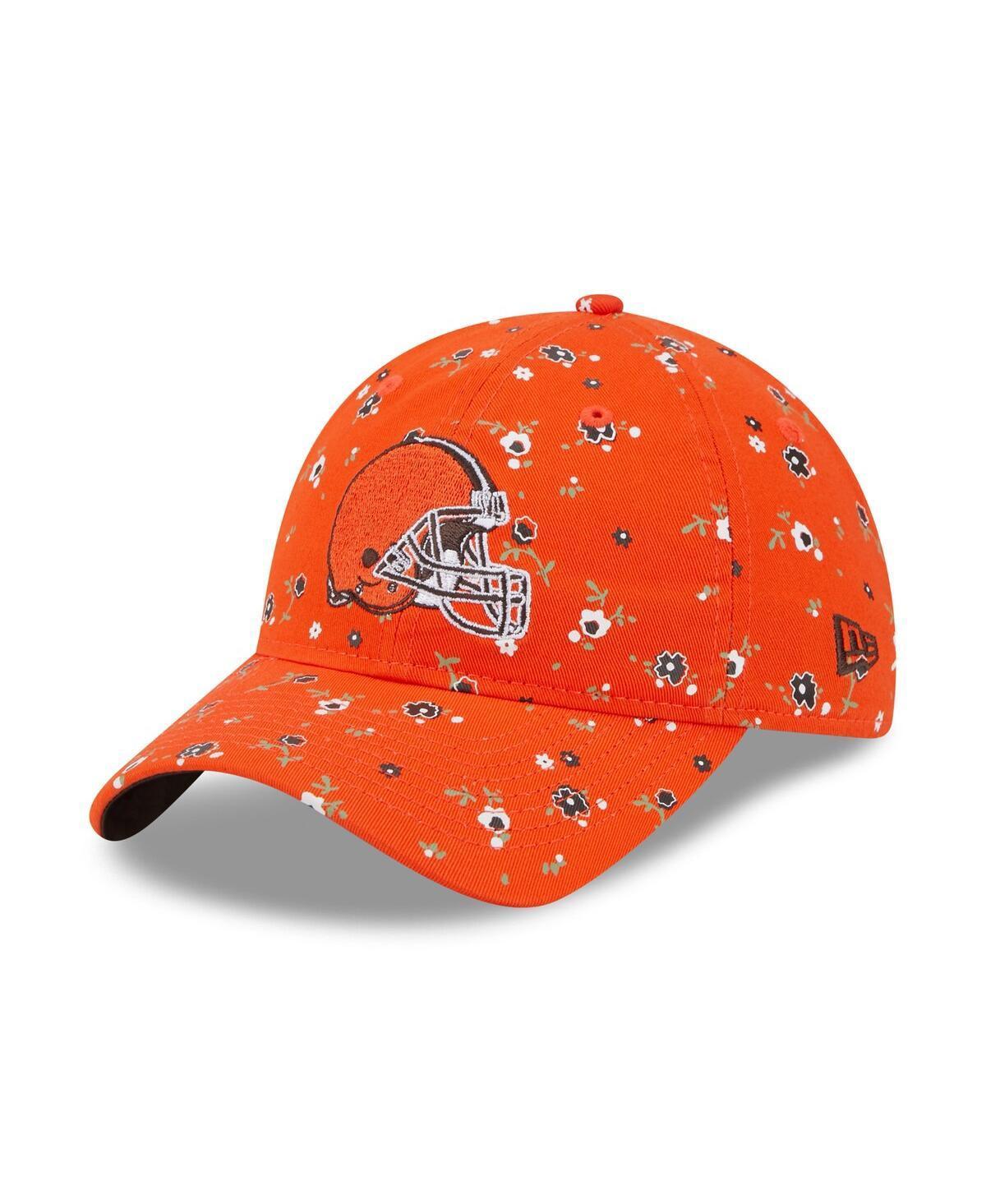 New Era Womens Orange Cleveland Browns Floral 9TWENTY Adjustable Hat Product Image