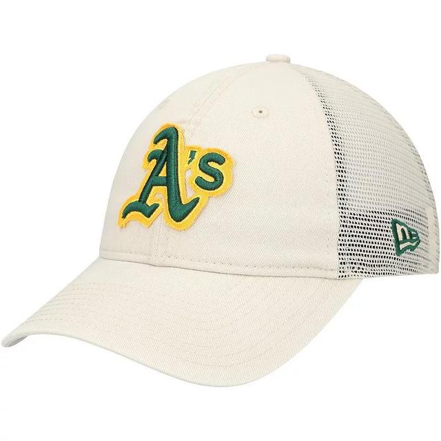 Mens New Era Stone Oakland Athletics Game Day 9TWENTY Adjustable Trucker Hat Product Image