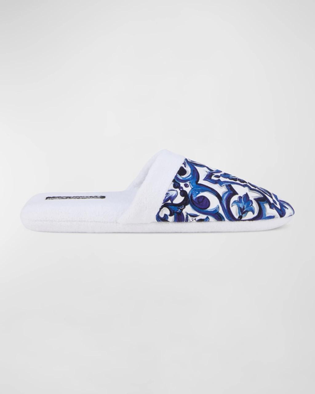 Mens Majolica-Print Cotton Slippers Product Image