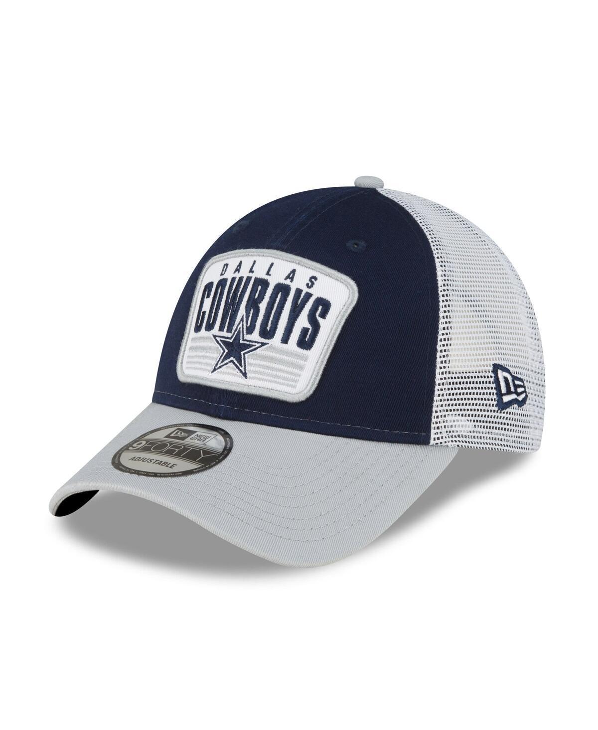 Mens New Era /Gray Dallas Cowboys Patch Two-Tone 9FORTY Snapback Hat, Blue Product Image